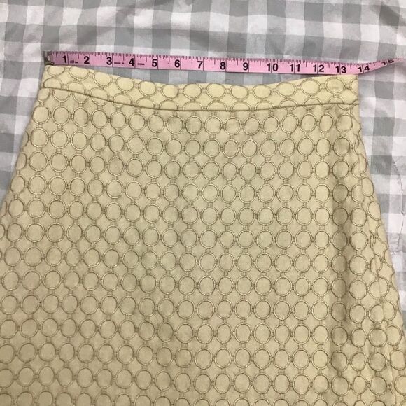 SANDRA Angelozzi designer 50% wool skirt tweed embroidered butter yellow size 32 - Picture 8 of 14